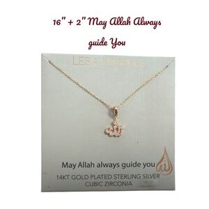 NWT ‘May Allah Guide You’ 14K gold plated Sterling Silver 16”+2” cubic zirconia